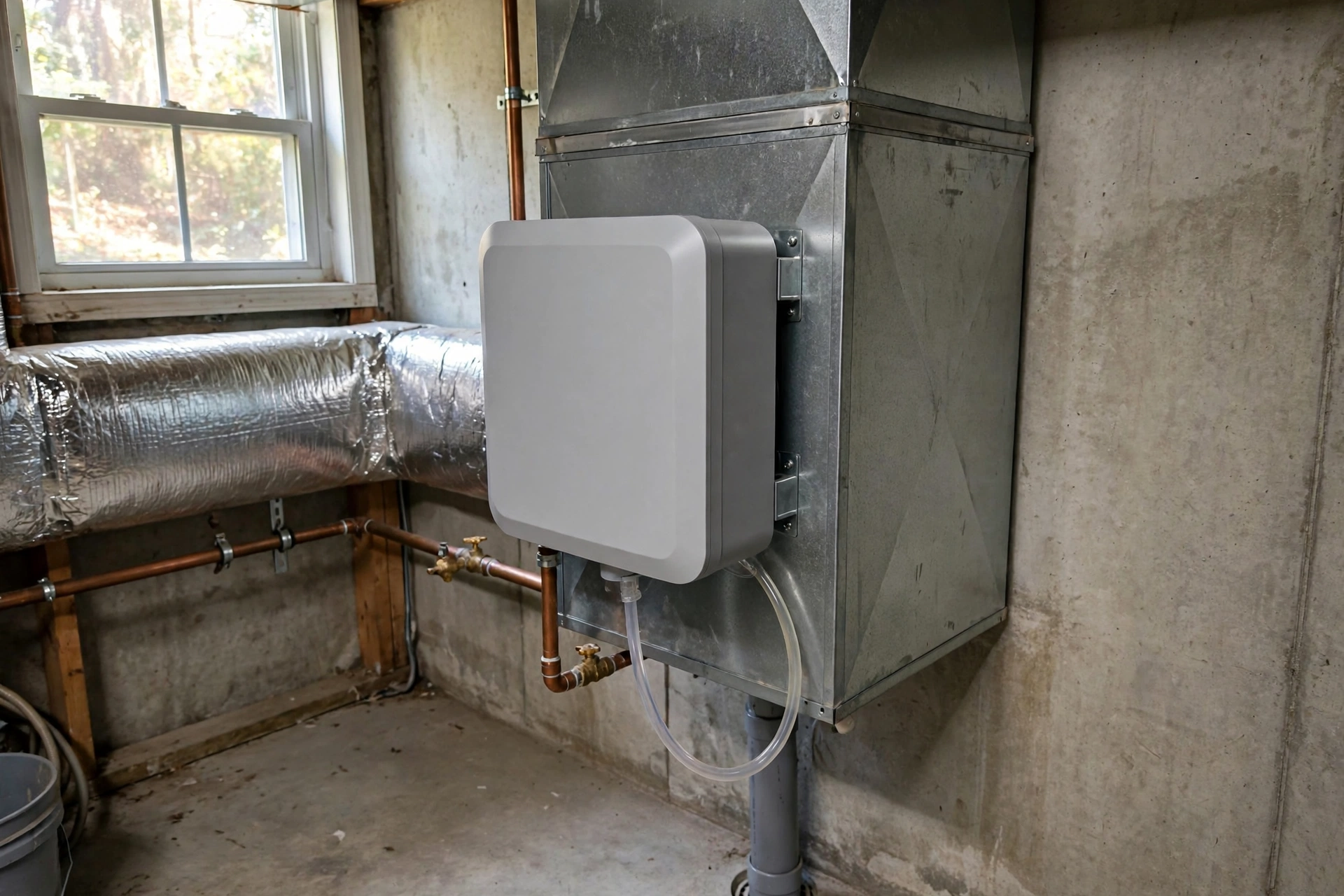 Whole-house humidifier box mounted on a furnace duct